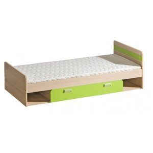 Dětská postel 195x80cm s úložným prostorem melisa - jasan/zelená