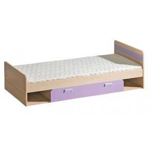 Dětská postel 195x80cm s úložným prostorem melisa - jasan/fialová