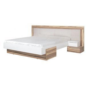 Manželská postel reno 160x200cm - ořech baltimore/bílý lux
