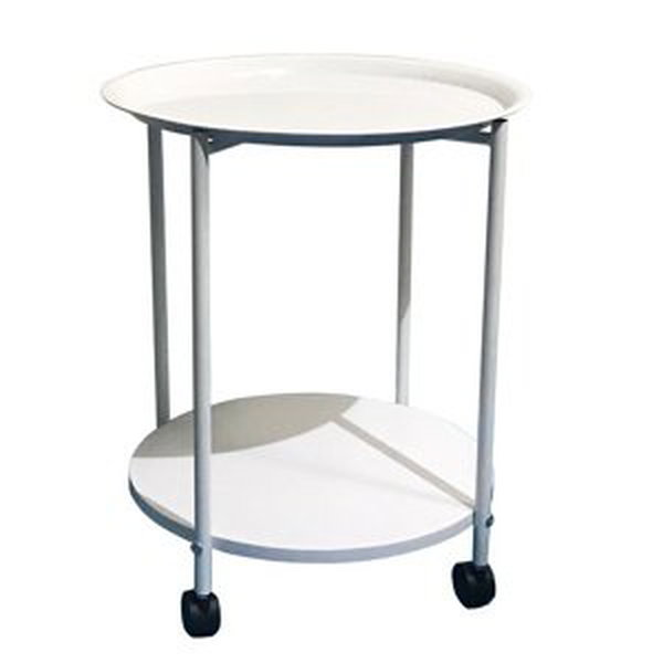 Příruční stolek s kolečky, bílá, derin