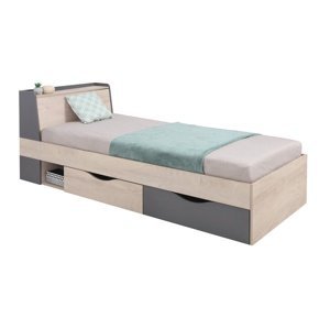 Dětská postel gama 90x200cm s úložným prostorem - dub/antracit