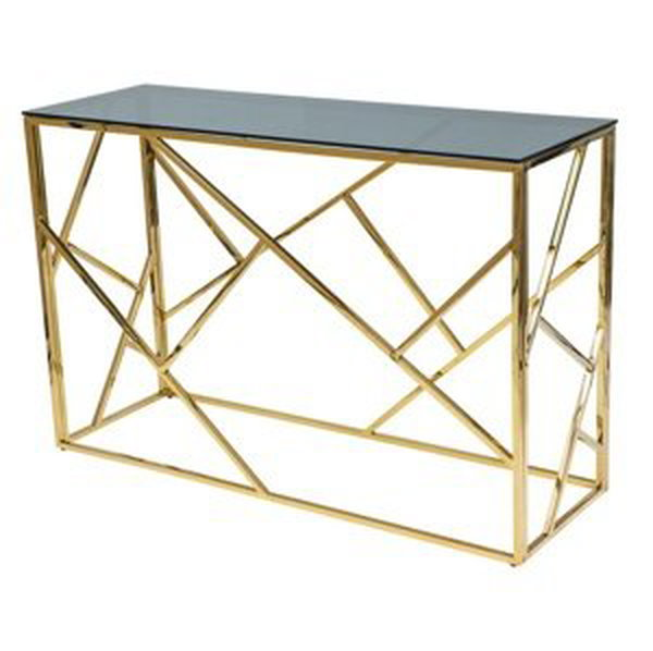 Konzolový stolek escada c zlatý kov/kouřové sklo