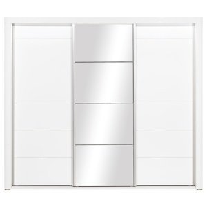 Šatní skříň irma se zrcadlem a posuvnými dveřmi - bílá