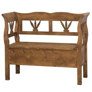 Dřevěná lavice s úložným prostorem honey - vosk - p056