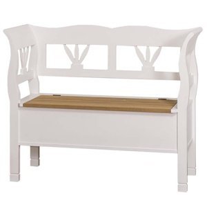 Dřevěná lavice s úložným prostorem honey, bílá - dubový sedák - p056