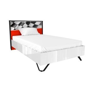 Dětská postel racer 120x200cm - bílá/červená/rock