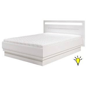 Manželská postel irma 180x200cm s osvětlením - bílá