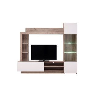 Obývací stěna s osvětlením sarun - dub šedý/bílá