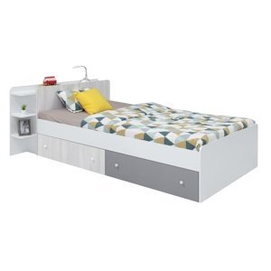 Studentská postel s úložným prostorem beta 120x200cm - bílá/dub