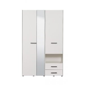 Šatní skříň se zrcadlem samuel 3d - bílá