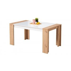 Jídelní stůl embra - dub artisan/bílý lesk