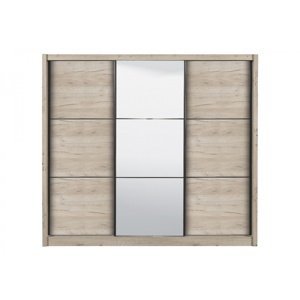 Šatní skříň s posuvnými dveřmi a zrcadlem debby 245 - dub šedý