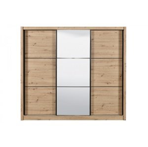 Šatní skříň s posuvnými dveřmi a zrcadlem debby 245 - dub artisan