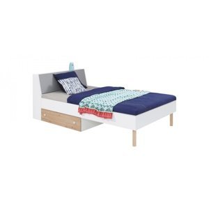 Dětská postel rasmus 90x200cm - bílá/šedá/dub artisan