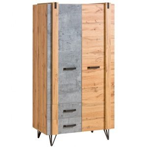 Dvoudveřová šatní skříň dorian - beton/dub wotan