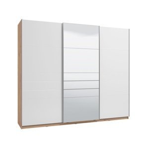 Třídveřová posuvná skříň se zrcadlem auri 270 - dub artisan/bílá