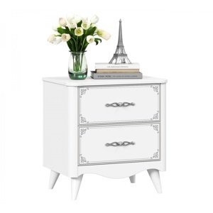 Zásuvkový noční stolek lily - bílá