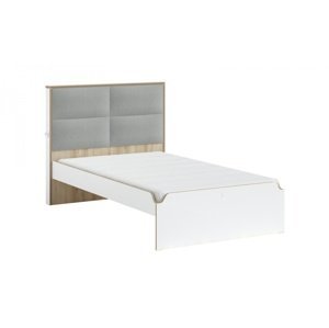 Studentská postel s čalouněným čelem 120x200cm dylan - bílá/dub světlý