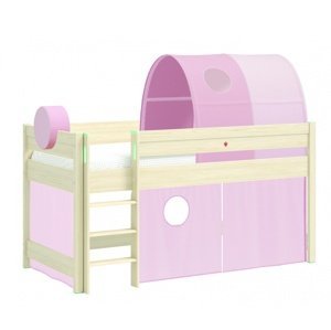 Vyvýšená postel s doplňky fairy - dub světlý/růžová