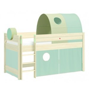 Vyvýšená postel s doplňky fairy - dub světlý/zelená