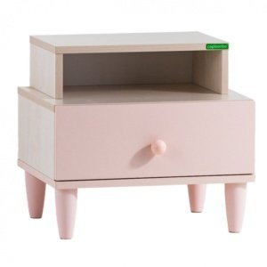 Noční stolek chere - bříza/růžová