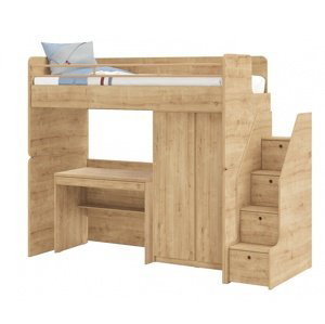 Multifunkční vyvýšená postel modular - dub