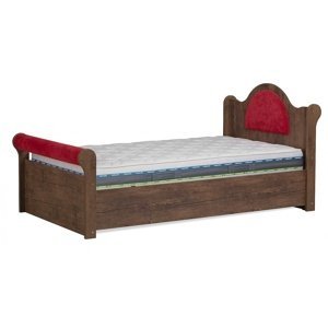 Dětská postel 110x200 hook - dub antik tmavý/červená