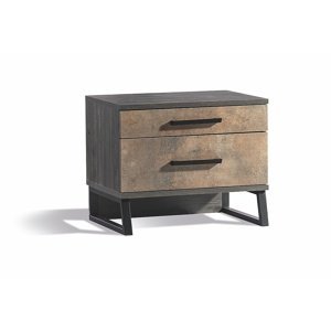 Noční stolek se šuplíky falko - dub rebap/bronz