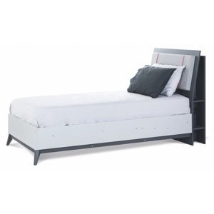 Studentská postel 100x200 s úložným prostorem thor - růžová/šedá/černá