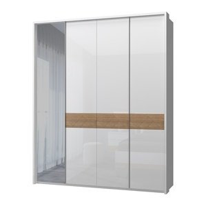 Čtyřdveřová šatní skříň s rámem a zrcadlem salinger - ořech/bílá