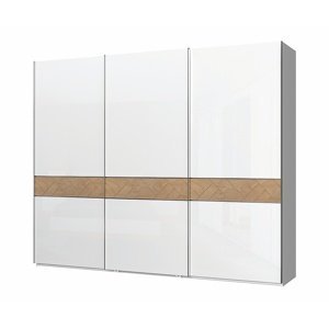 Třídveřová šatní skříň s posuvnými dveřmi salinger-ořech pacifik/bílá