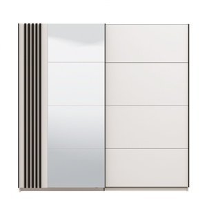 Dvoudveřová posuvná skříň se zrcadlem 220 donna-bílá/černá - s rámem