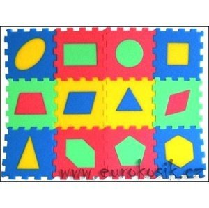 Pěnové puzzle koberec geometrické obrazce, 12 dílků