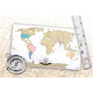 Stírací mapa světa - zlatá