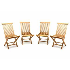 Divero 57023 Sada 4 kusů - zahradní skládací židle - týkové dřevo