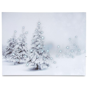 Nástěnná malba Zimní les - 40 LED, 30 x 40 cm