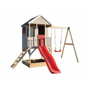 MARIMEX Dětský dřevěný domeček s houpačkou, 350x242x290 cm