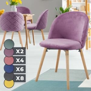 80674 MIADOMODO Sada jídelních židlí sametové, fialové, 4 ks