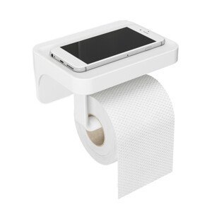 Držák na toaletní papír s poličkou Umbra FLEX SURE-LOCK - bílý