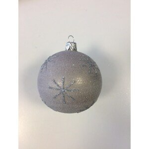 Vánoční ozdoby Střední vánoční koule s hvězdami 6 ks - světle šedá