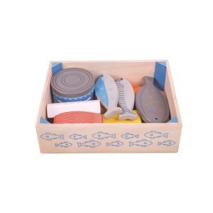 Bigjigs Toys Dřevěné hrací jídlo - mořské plody v krabičce