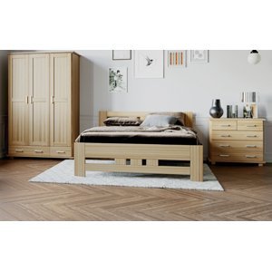 DJM Dřevěná postel z bukového masivu N76, 140 x 200 cm