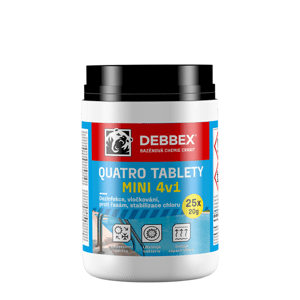 Debbex Bazénová chemie Cranit Quatro tablety Mini 4v1 – dezinfekce, proti řasám, vločkování, stabilizace 500g