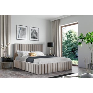 Eka Čalouněná postel INTIMA 160x200 cm Barva látky Trinity: (2310) Růžová, Úložný prostor: S dřevěným rámem úložného prostoru