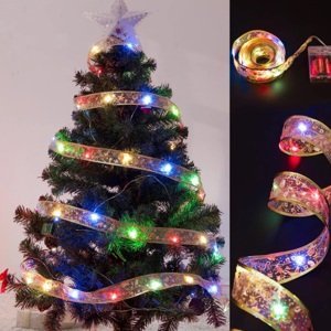IK Vánoční stuha zlatá 100 LED, 10 m multicolor