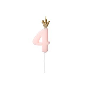 PCo Dortová svíčka - číslo 4, růžová 9.5cm