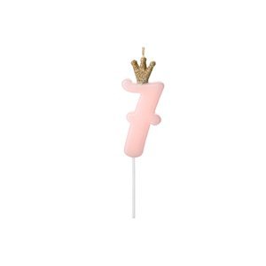 PCo Dortová svíčka - číslo 7, růžová 9.5cm