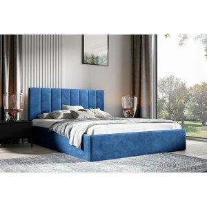 Eka Čalouněná postel LENY 90x200 cm Barva látky Trinity: (2331) Tmavá modrá, Úložný prostor: Bez úložného prostoru