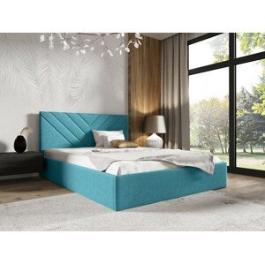 Eka Čalouněná postel LIZA 140x200 cm Barva látky Trinity: (2313) Modrá, Úložný prostor: Bez úložného prostoru