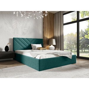 Eka Čalouněná postel LIZA 140x200 cm Barva látky Trinity: (2328) Tmavá zelená, Úložný prostor: Bez úložného prostoru